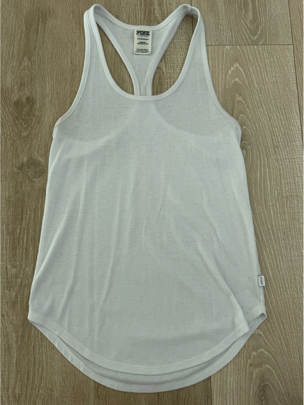 PINK white ribbed racerback tank